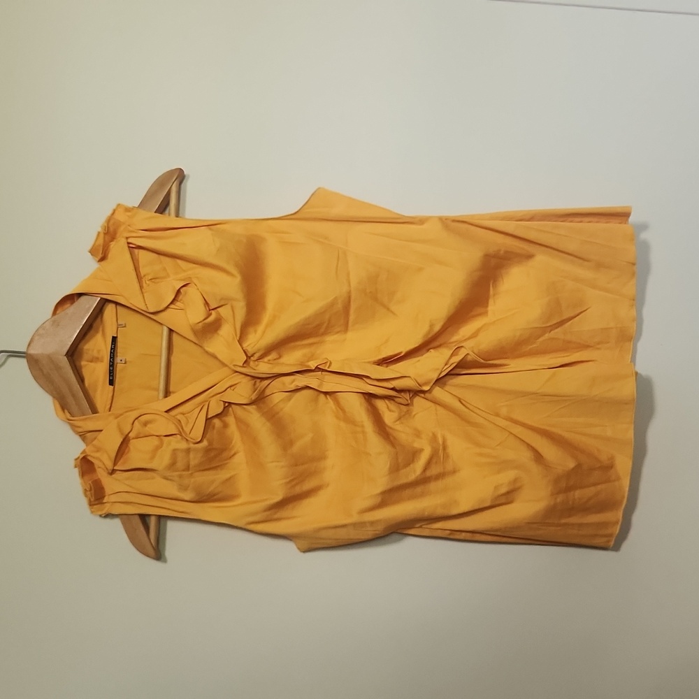 Elie Tahari "Remy" Ruffle Blouse Sleeveless Maize Top